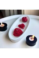 Dekoratif Gül Şeklinde Kırmızı Mum Seti – Romantik Hediyelik