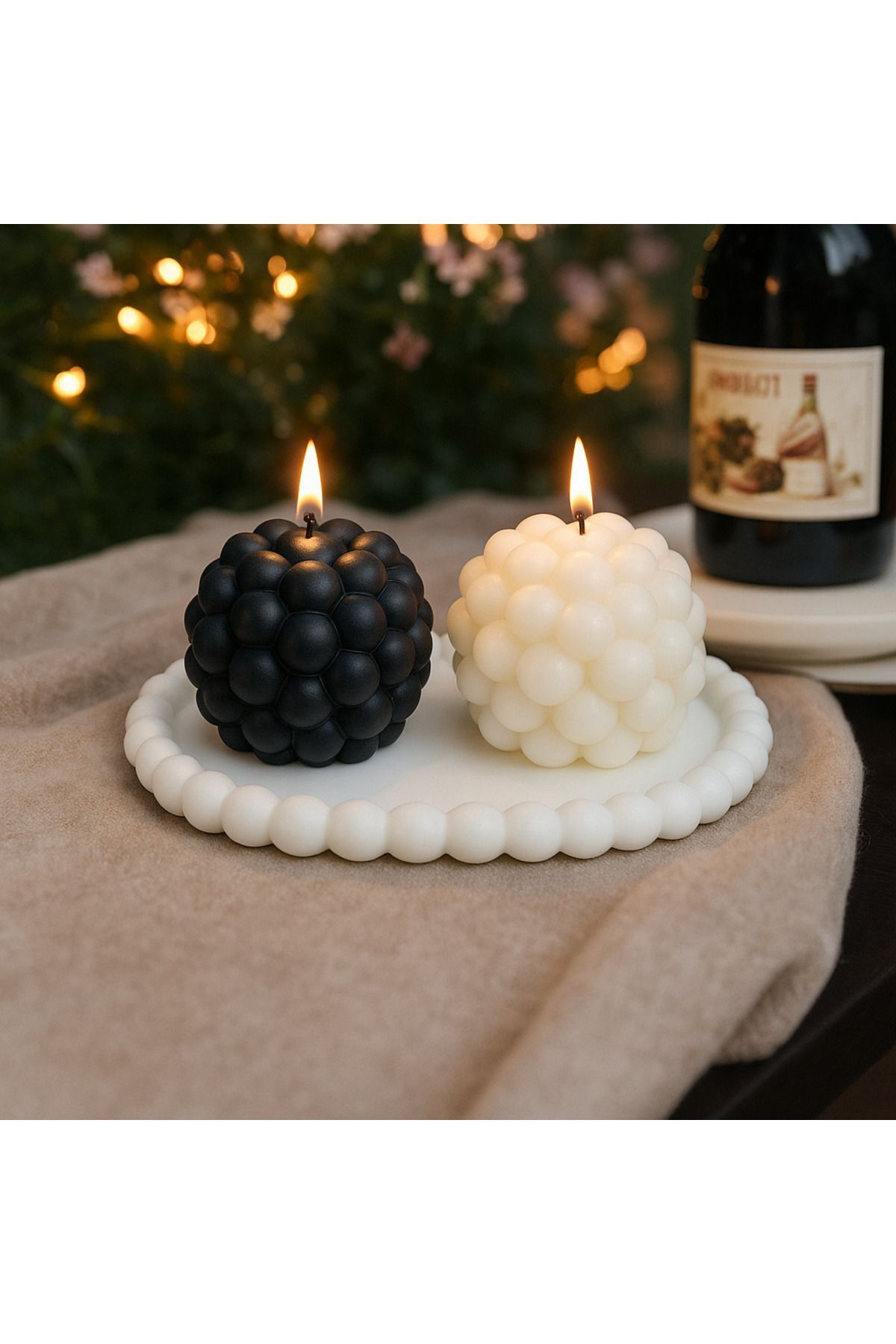El Yapımı Gece & Gündüz Bubble Mum Seti – Romantik Dekoratif Mumlar