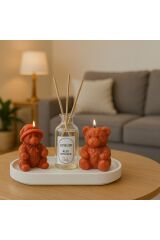 Ayıcık Mum ve Baby Kokulu Reed Difüzör Seti – Hediye ve Dekoratif