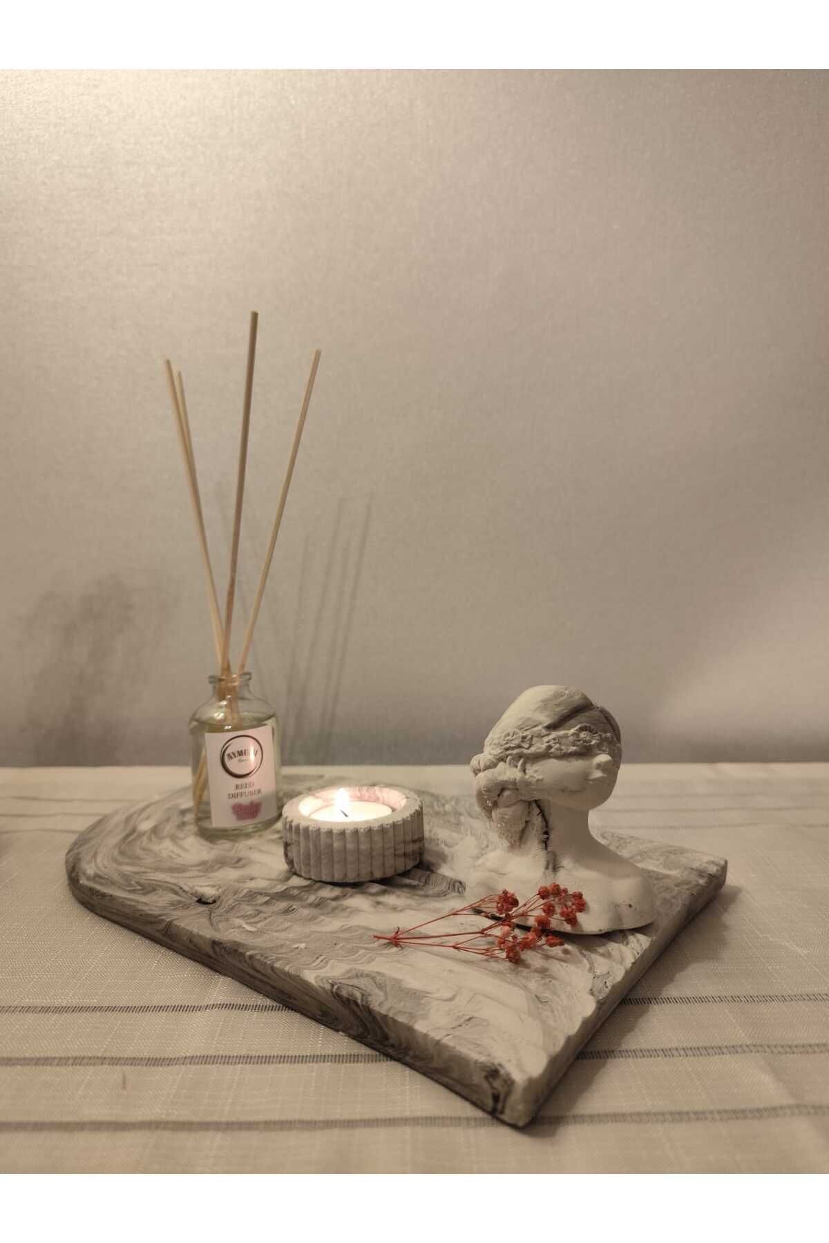Dekoratif Özel Tasarım Beyaz ve Siyah Set(tealight mum hariçtir)