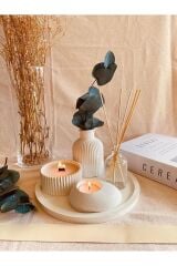 Hediyelik,dekoratif 5 Li Set Vazo,kokulu Mum,tealight Mumluk,oda Kokusu