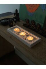 Mums Tabaklı Beton Mumluk Taş Dekorasyon Tealight Mumluk (TAŞ DAHİLDİR)