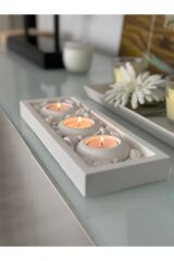 Mums Tabaklı Beton Mumluk Taş Dekorasyon Tealight Mumluk (TAŞ DAHİLDİR)