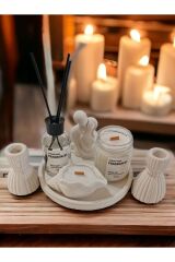 Özel Tasarim Kokulu Mumlar Sarılan Sevgili Oda Kokusu Ve Şamdan Seti