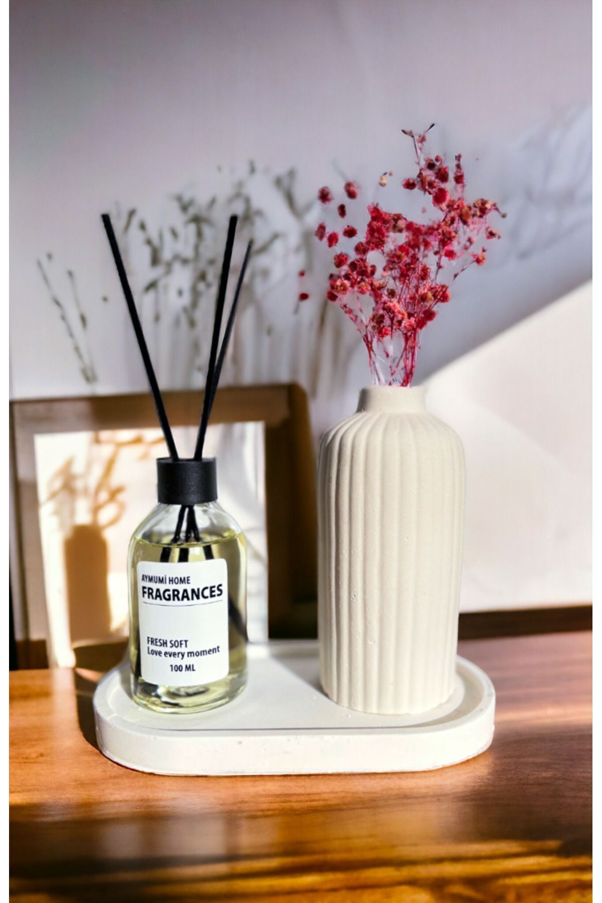 Uzun Vazo Stand Ve Fresh Soft Oda Kokusu 100 ml set