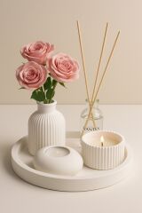 Havalı Tasarım Beyaz Özel Tasarım Mumluk Pinterest Vazo Aksesuar Seti Dekoratif Ürün
