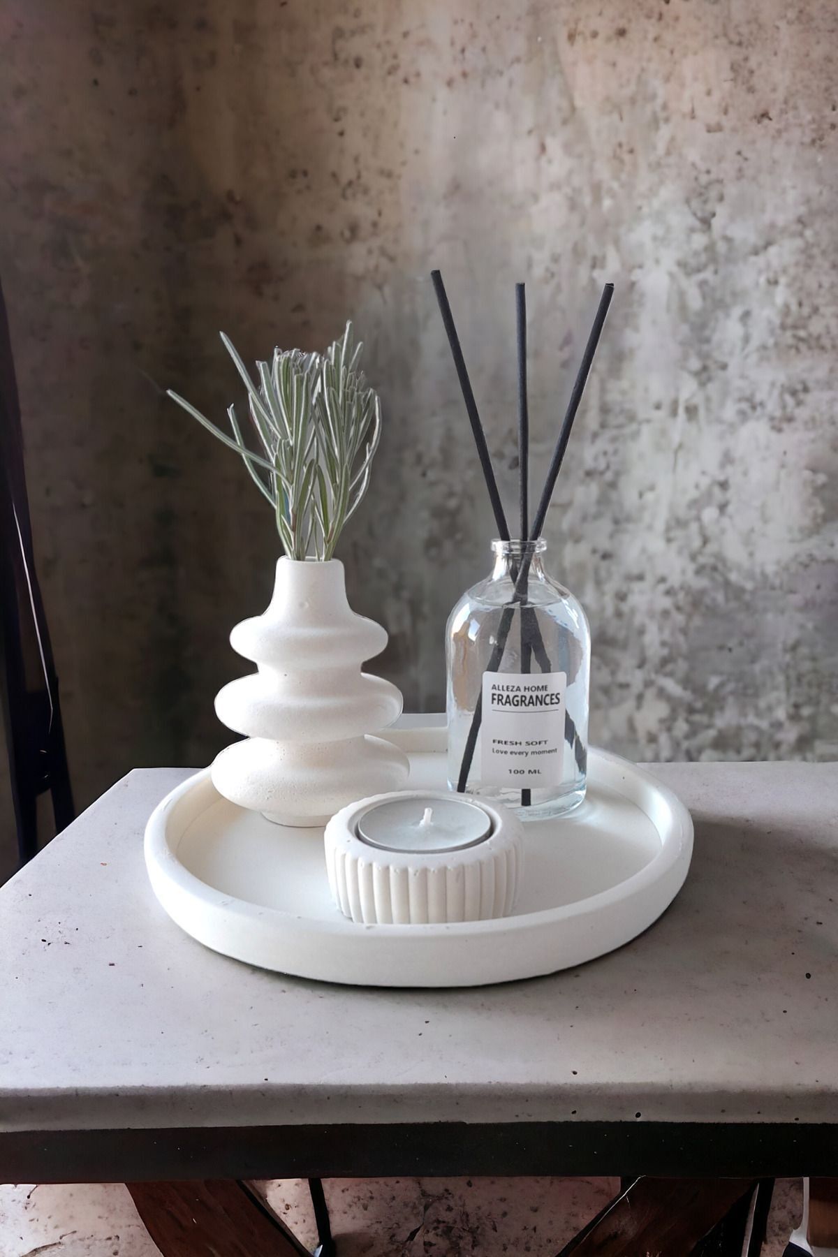 Dekoratif Minyatür Makaron Vazo 100 ML Fresh Oda kokusu Set (TEALİGHT MUM DAHİL DEĞİLDİR)