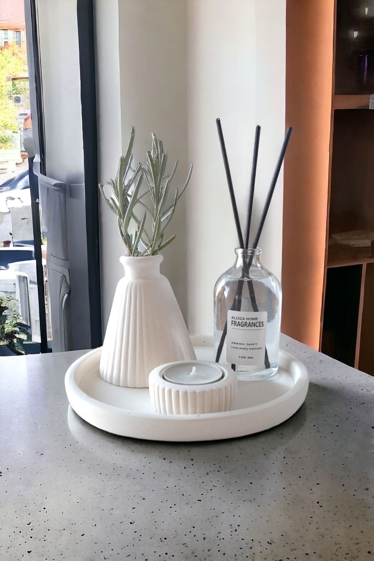 Dekoratif Minyatür Konik Vazo 100 ML Fresh Oda kokusu Set (TEALİGHT MUM DAHİL DEĞİLDİR)