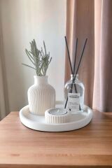 Dekoratif Minyatür Çizgili Vazo 100 ML Oda Kokusu Mumluklu Set ( Tealight Mum Dahil Değildir )