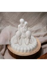 AİLE İKİ ÇOCUKLU BUBLE TABAKLI BİBLO SETİ ÇİFT 11 CM TABAK 14 CM 5 PARÇA