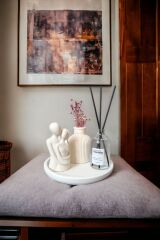 Dekoratif Çizgili Kuru Çiçek Vazosu Sarılan Sevgili Biblo Fresh Soft Oda Kokusu Set