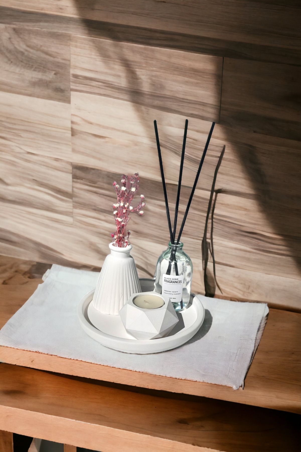 Dekoratif Geometrik Mumluk Konik Vazo Fresh Soft Oda Kokusu Set