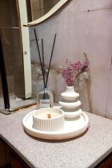 Dekoratif Makaron Vazo Fresh Oda Kokusu Set Yuvarlak Tabaklı Set