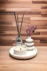 Dekoratif Makaron Vazo Fresh Oda Kokusu Set Yuvarlak Tabaklı Set