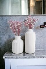 Dekoratif Iskandinav Tarz Mini Ve Uzun Beton Vazo Set Ikili